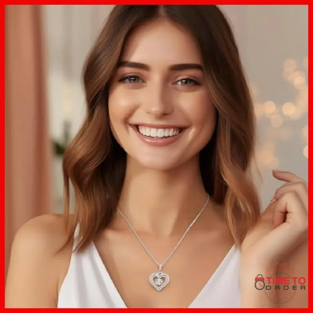 1.5 Carat Moissanite Heart Pendant Necklace 925 Sterling Silver Gift